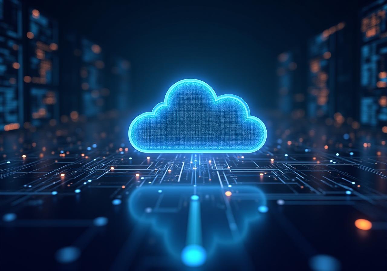 Abstract representation of global cloud network and data flow